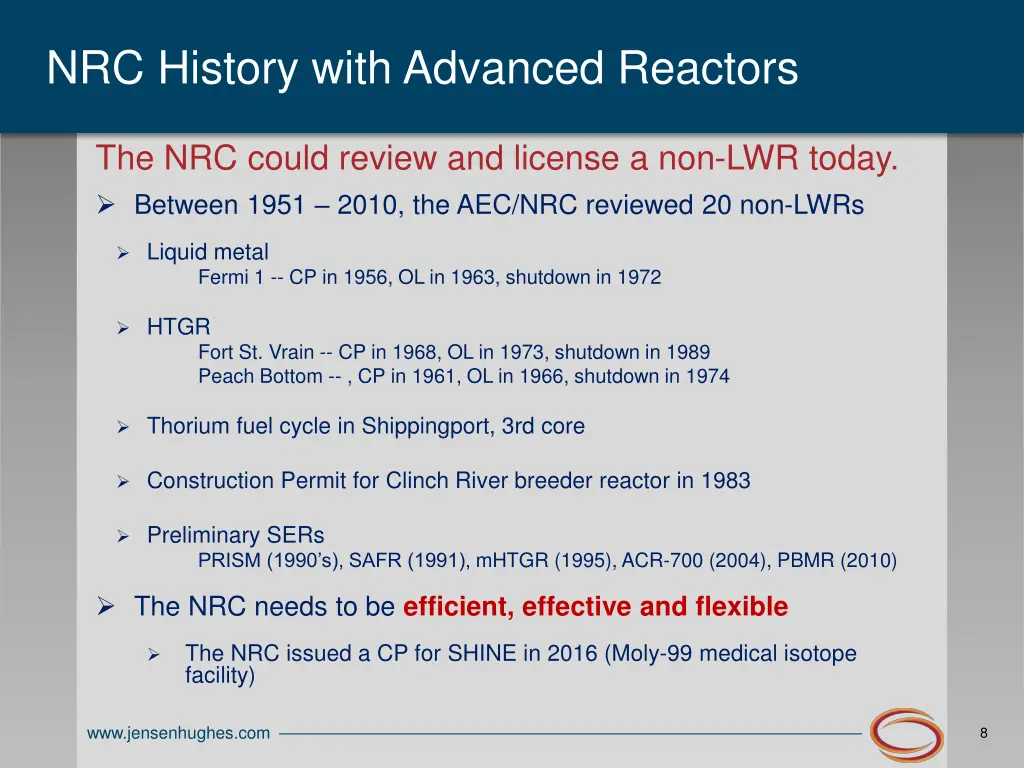 nrc history with advanced reactors