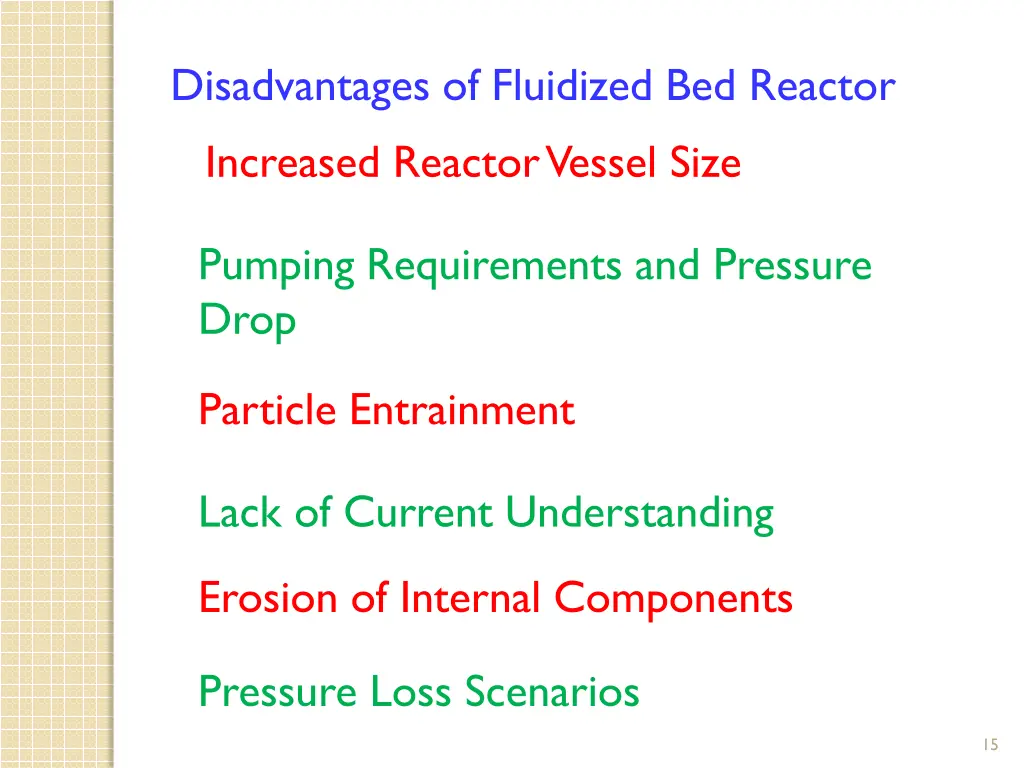 disadvantages of fluidized bed reactor