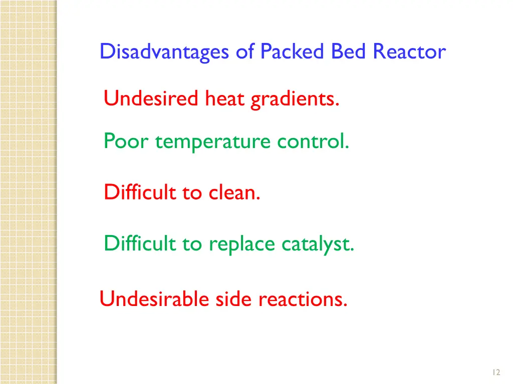 disadvantages of packed bed reactor