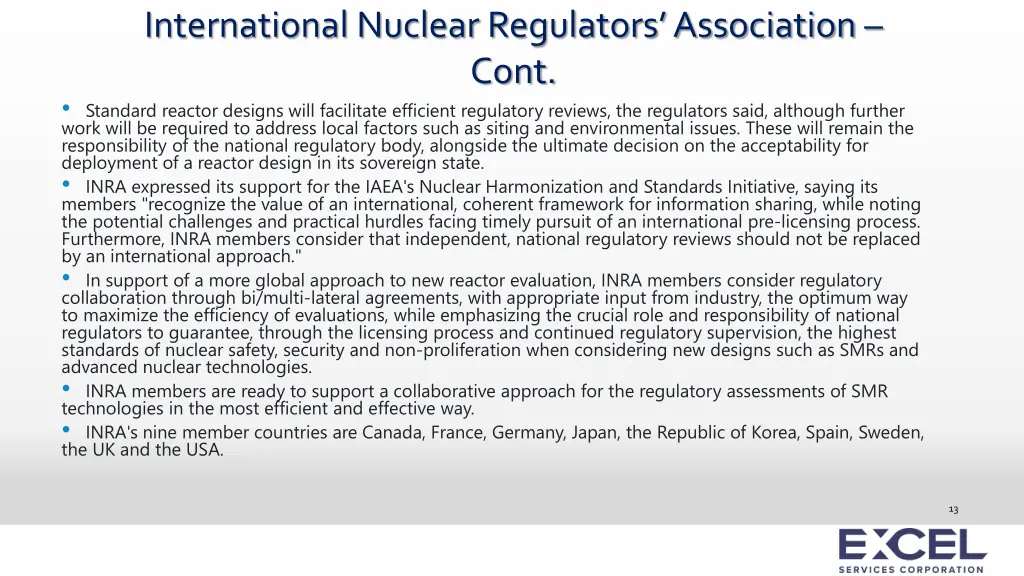 international nuclear regulators association cont