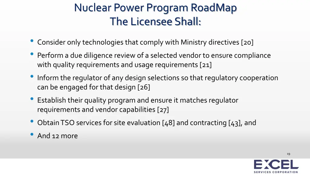 nuclear power program roadmap the licensee shall