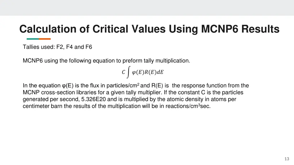 calculation of critical values using mcnp6 results