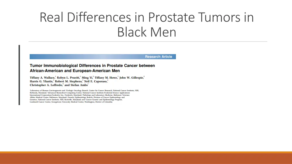 real differences in prostate tumors in black men