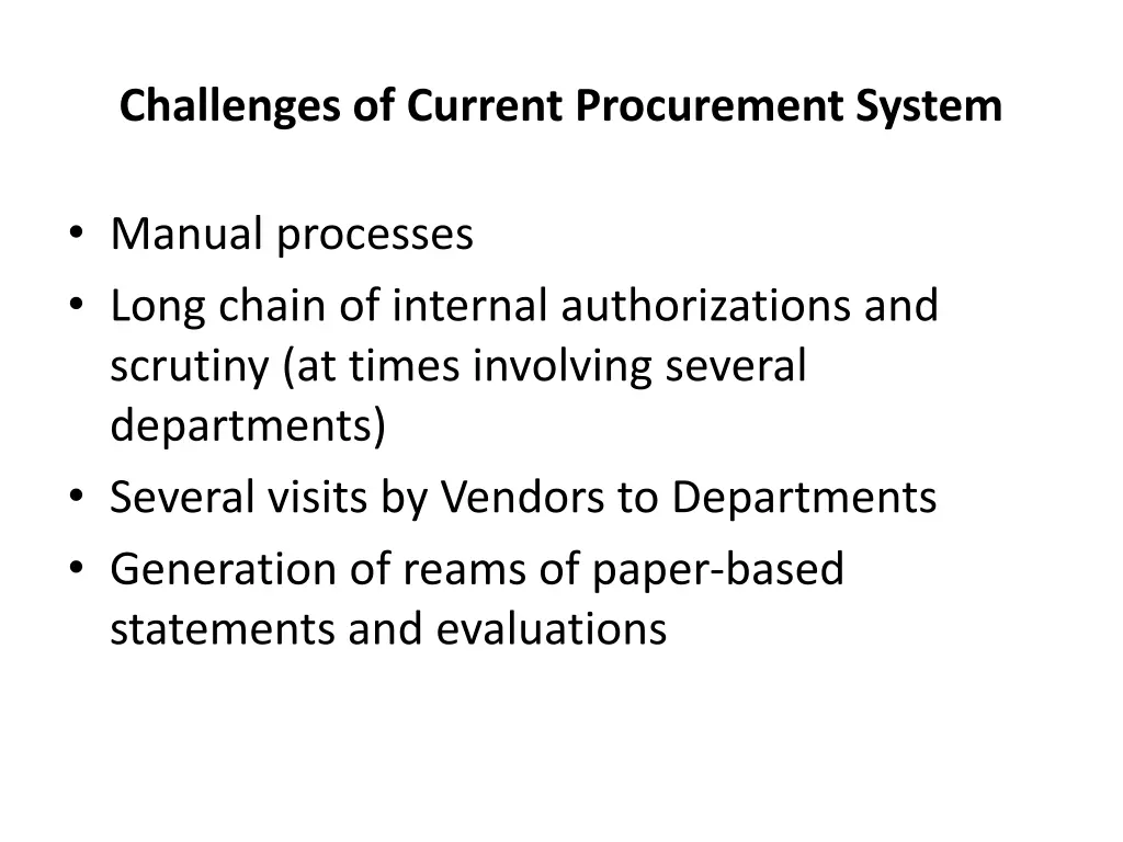 challenges of current procurement system