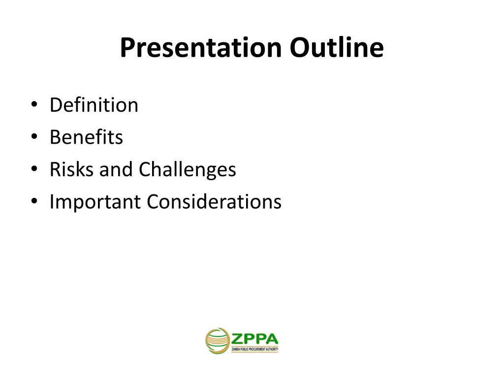 presentation outline