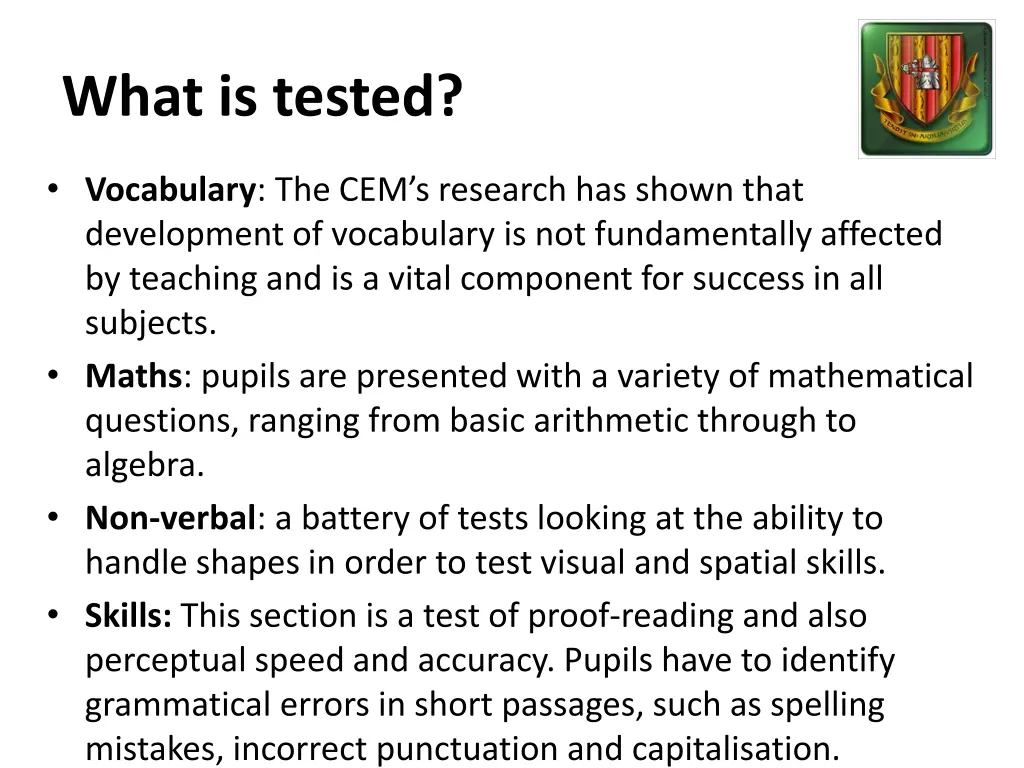 what is tested