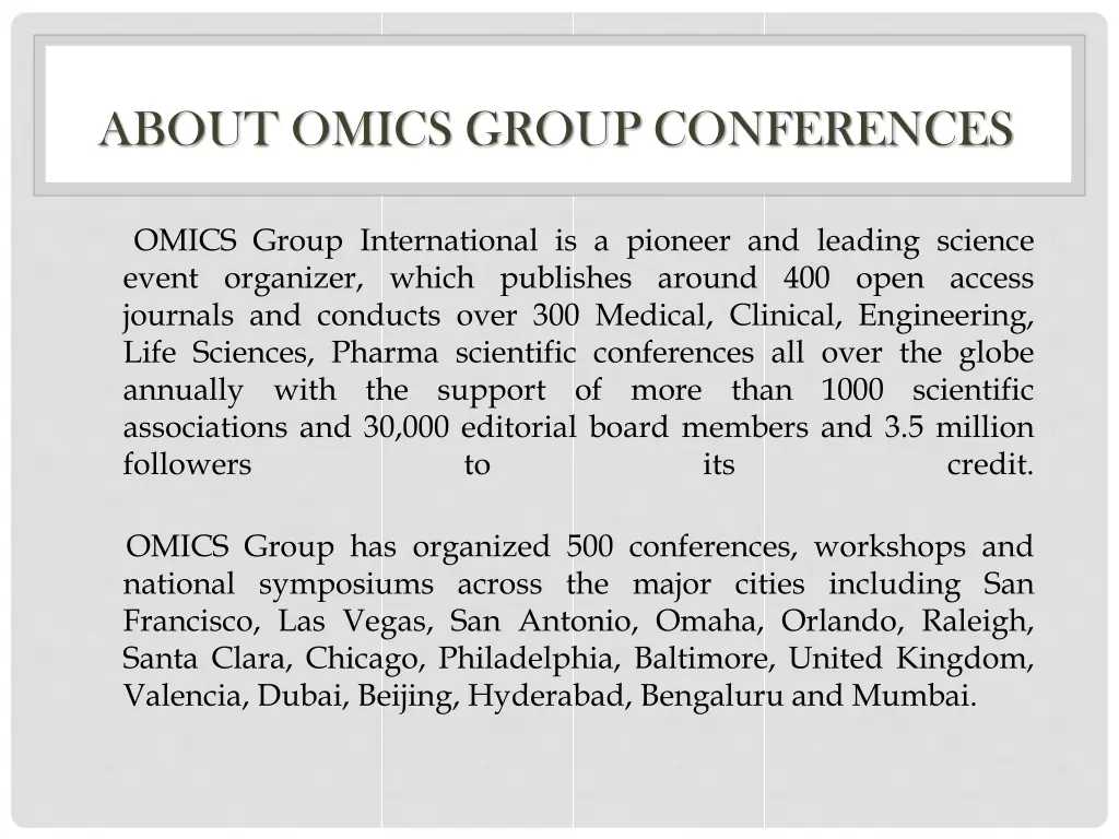 about omics group conferences