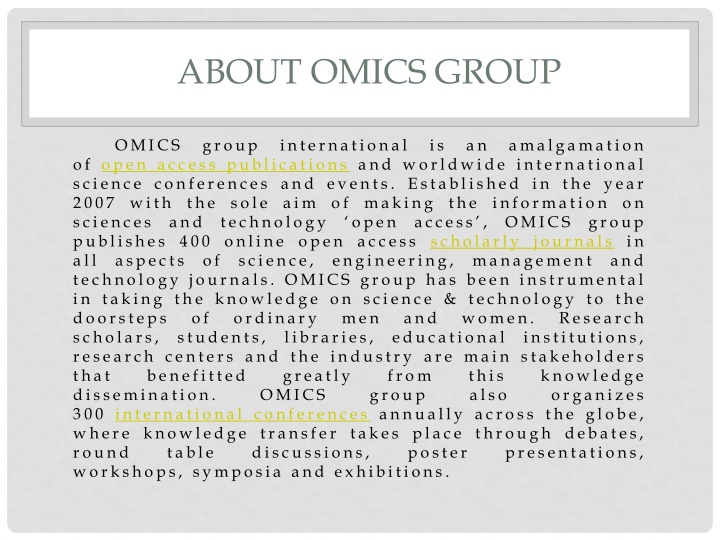 about omics group