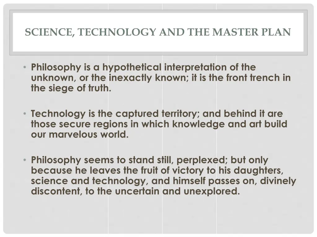 science technology and the master plan 1