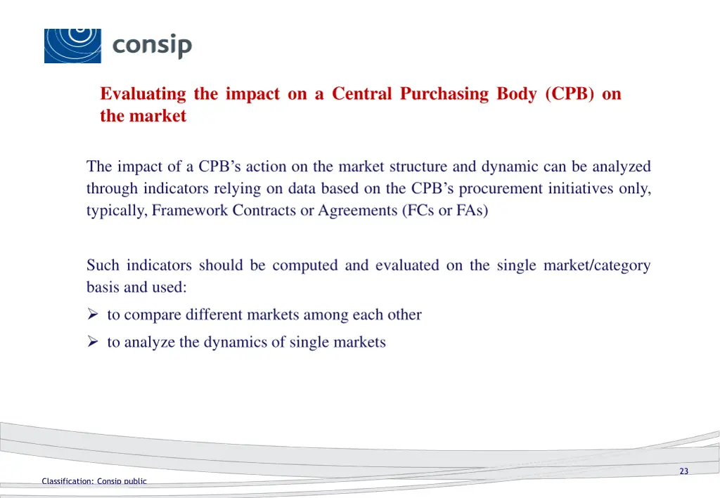 evaluating the impact on a central purchasing