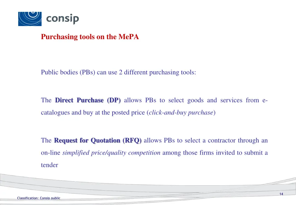 purchasing tools on the mepa