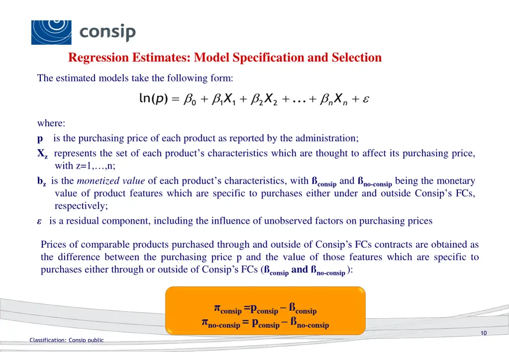 regression estimates model specification