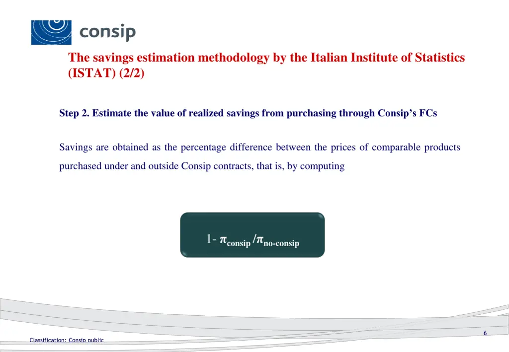 the savings estimation methodology by the italian 1