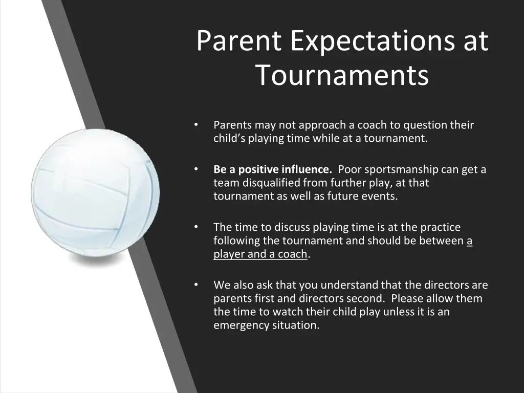 parent expectations at tournaments