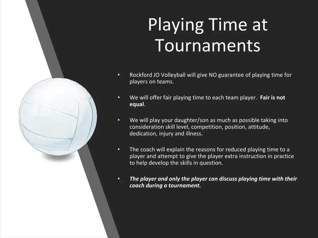 playing time at tournaments