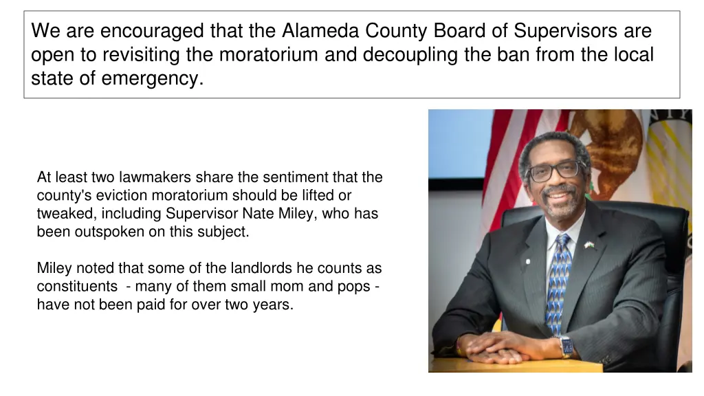 we are encouraged that the alameda county board