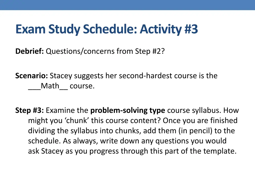 exam study schedule activity 3