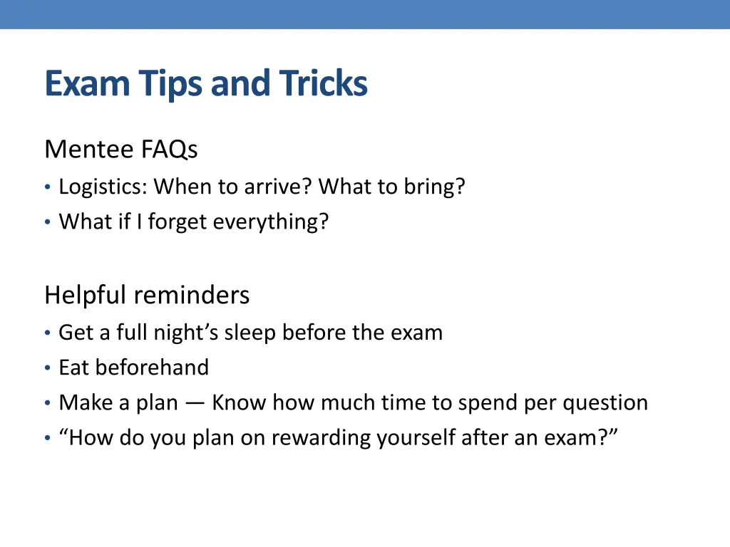 exam tips and tricks