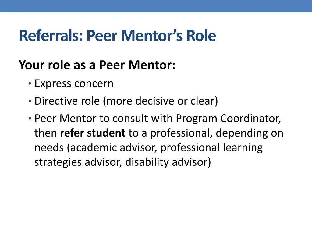 referrals peer mentor s role