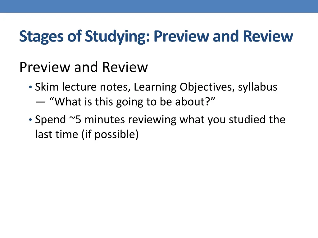 stages of studying preview and review