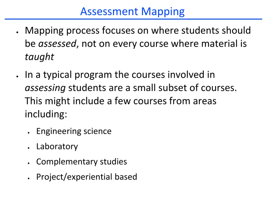 assessment mapping