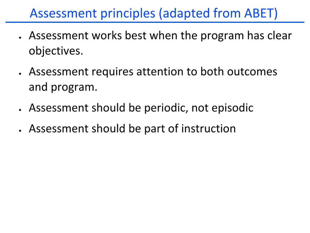 assessment principles adapted from abet