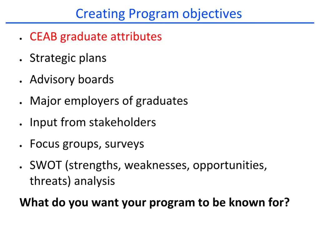 creating program objectives