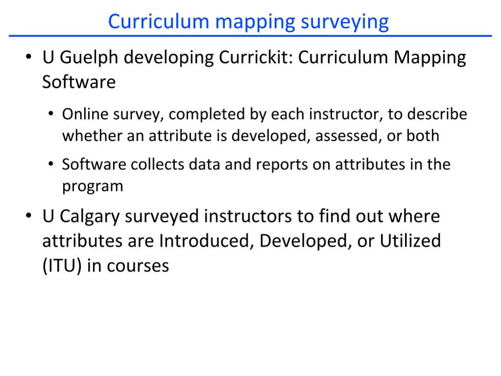 curriculum mapping surveying