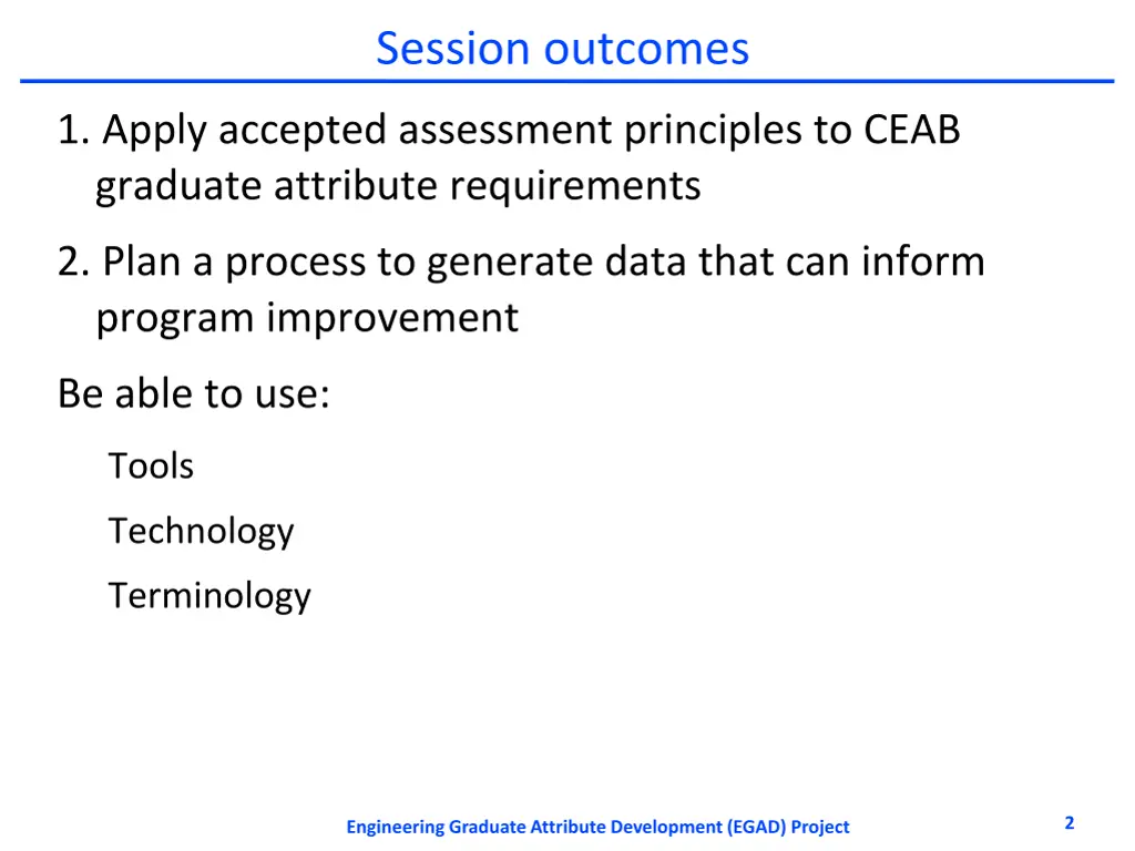 session outcomes