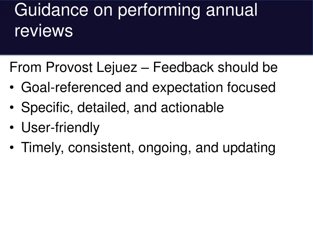 guidance on performing annual reviews