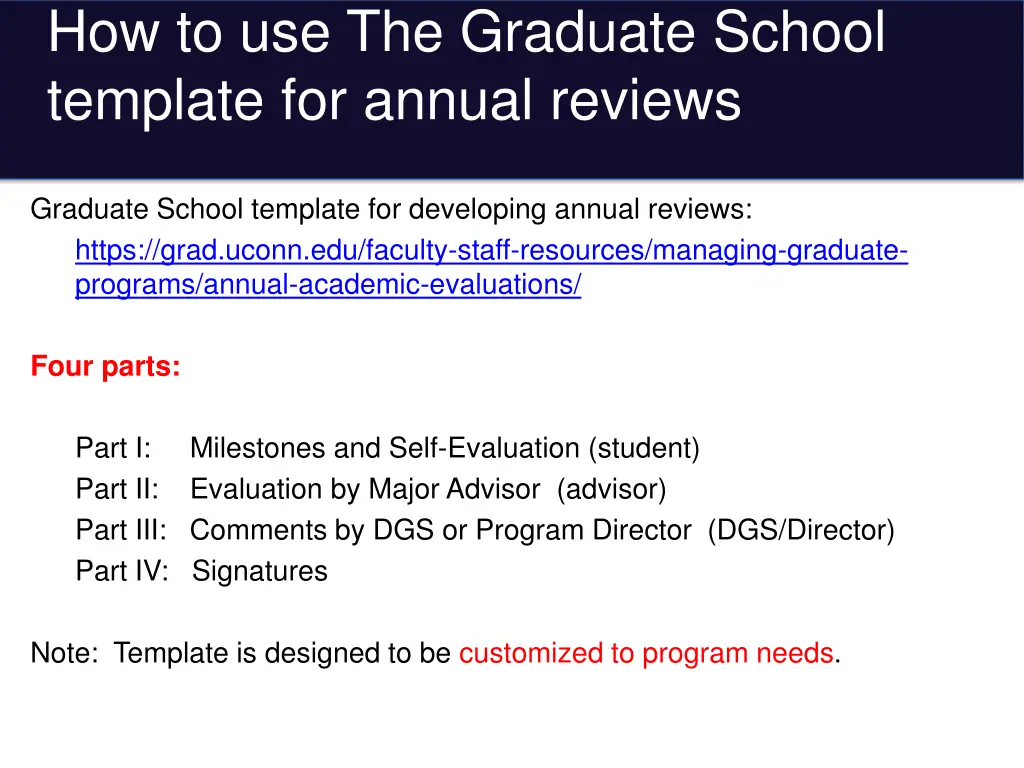 how to use the graduate school template