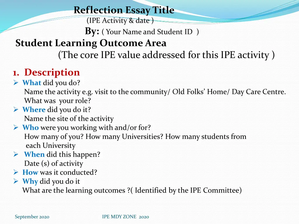 reflection essay title