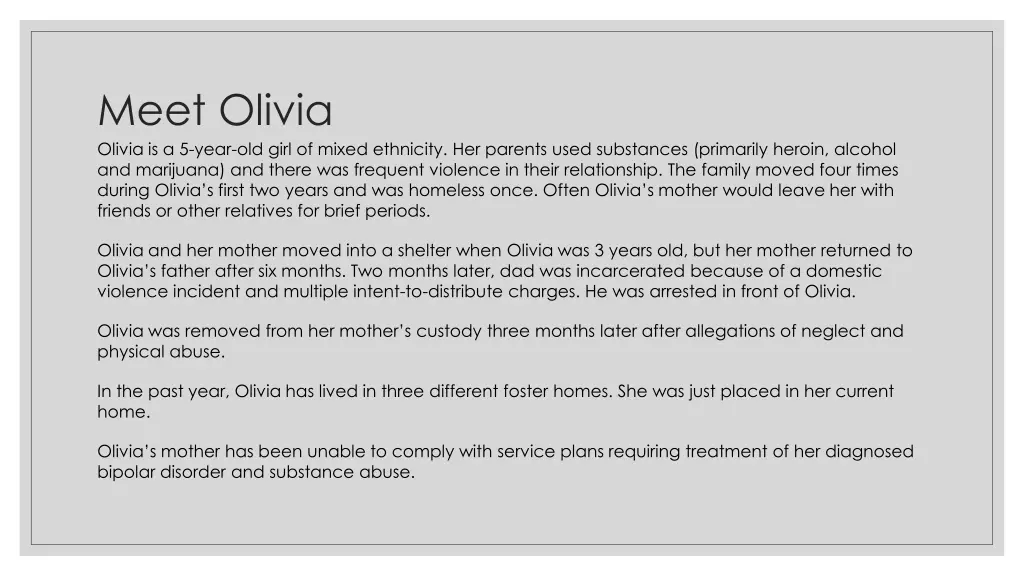 meet olivia olivia is a 5 year old girl of mixed