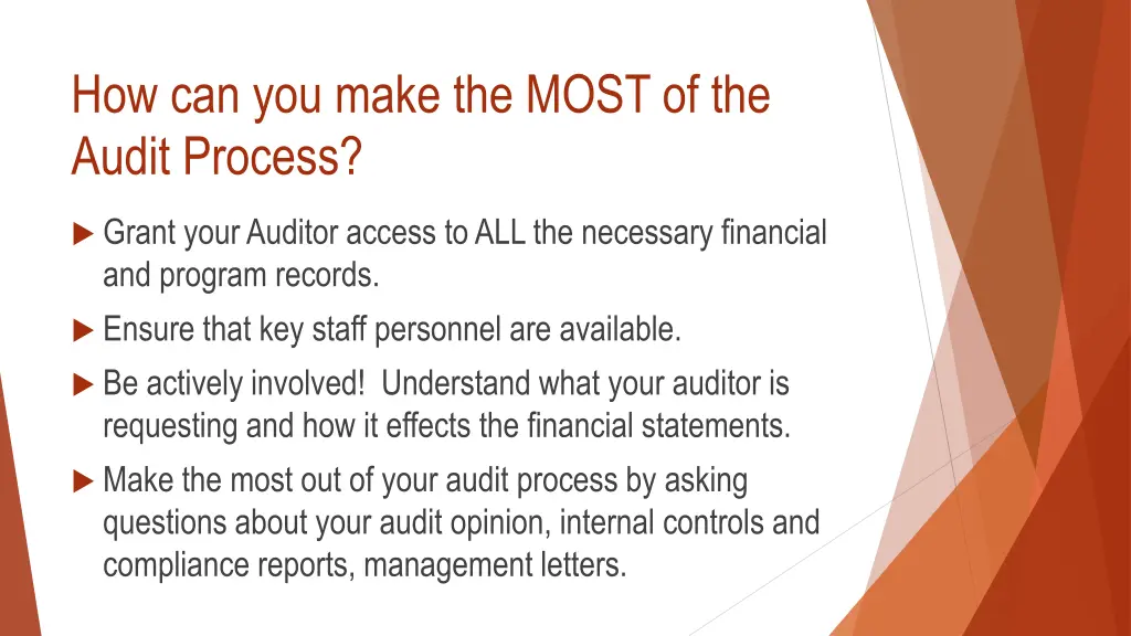 how can you make the most of the audit process