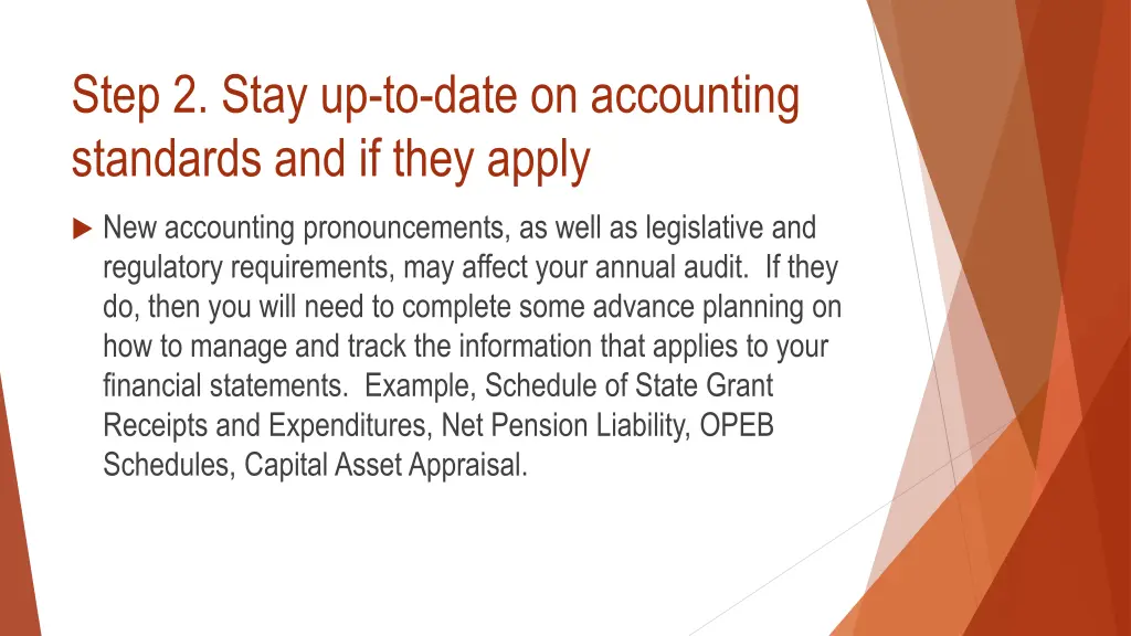 step 2 stay up to date on accounting standards