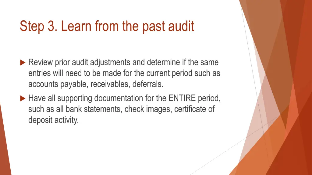 step 3 learn from the past audit