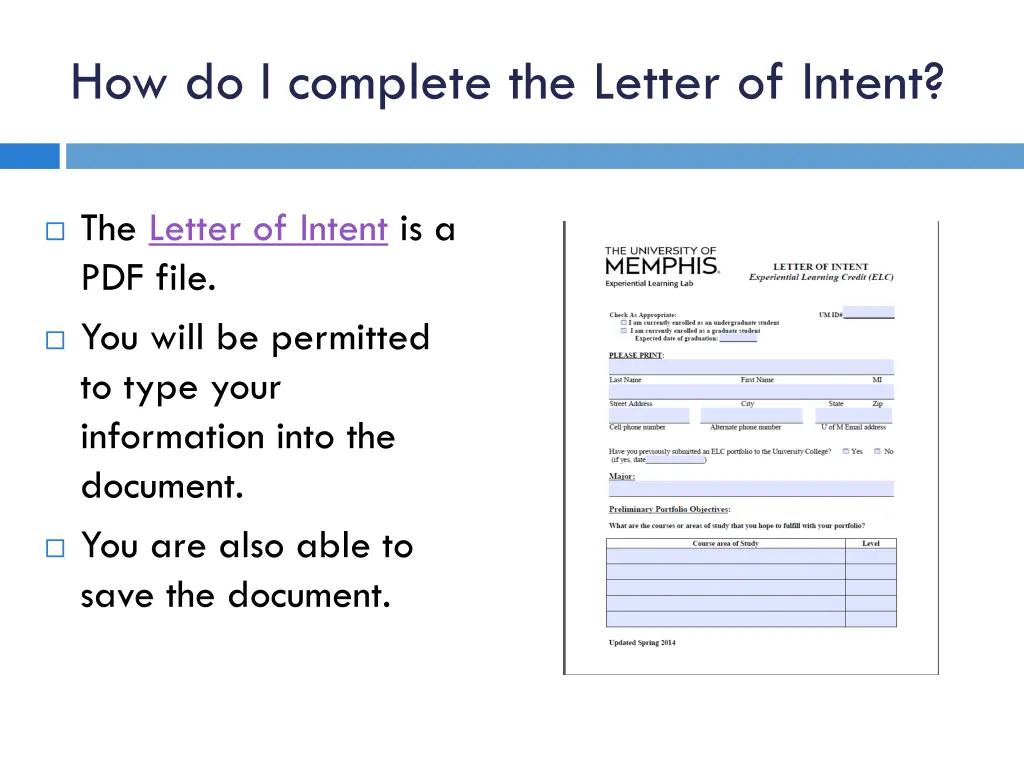 how do i complete the letter of intent