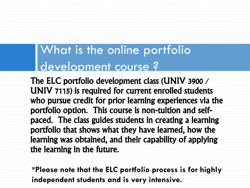 what is the online portfolio development course