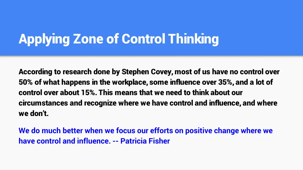 applying zone of control thinking