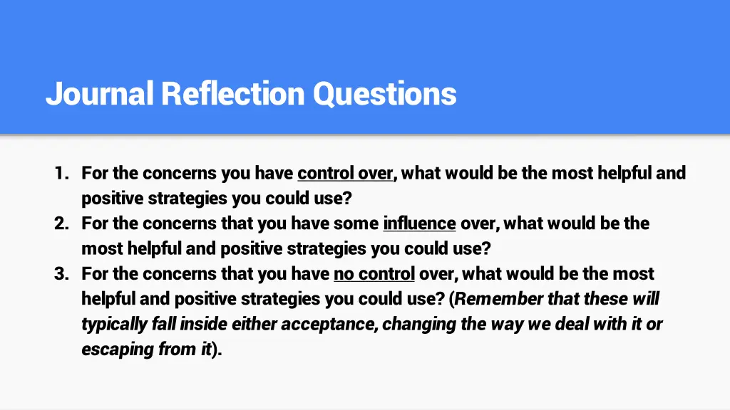 journal reflection questions