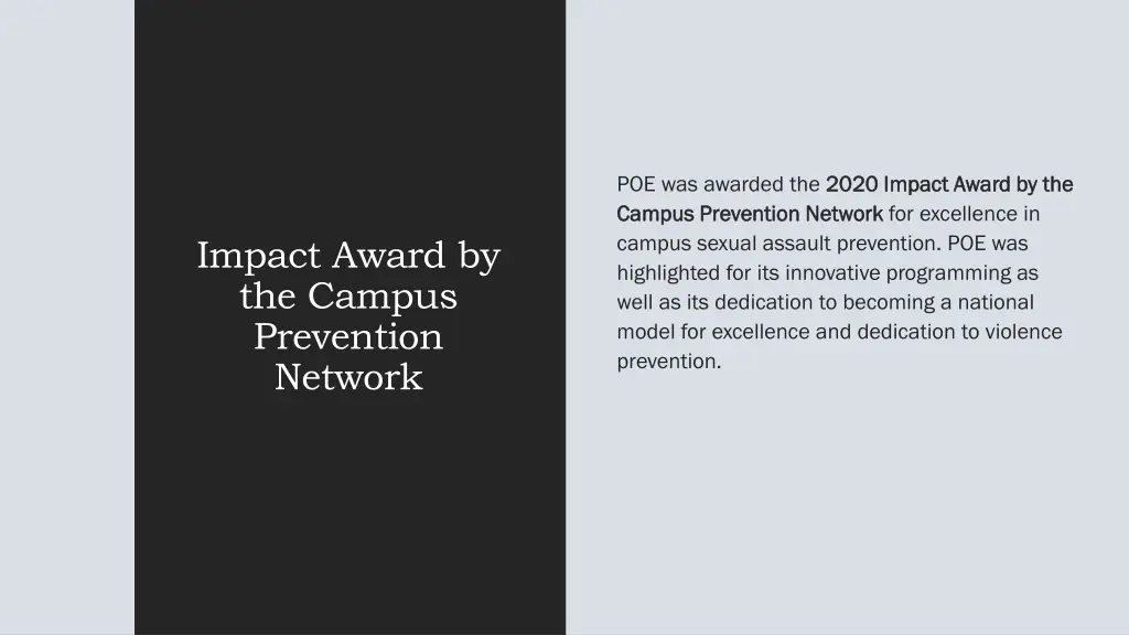 poe was awarded the 2020 impact award by the 2020