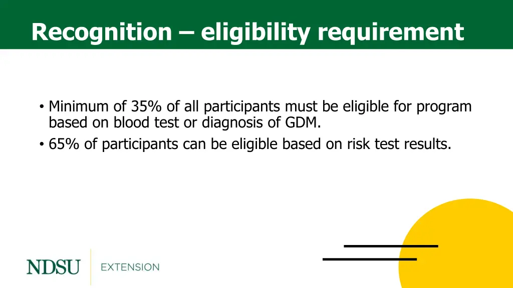 recognition eligibility requirement