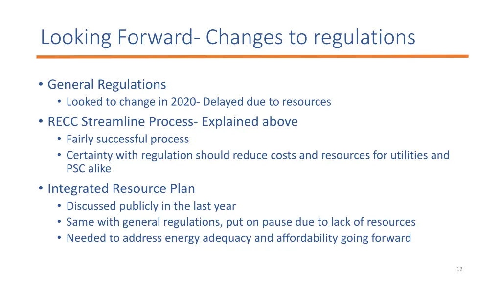 looking forward changes to regulations