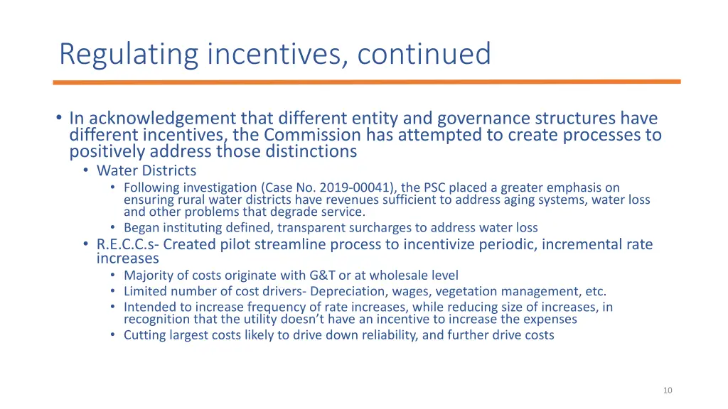 regulating incentives continued 1