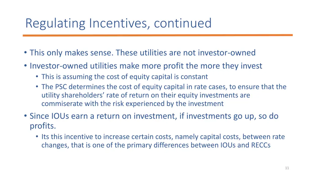 regulating incentives continued 2