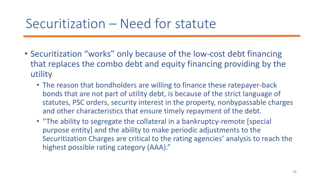 securitization need for statute