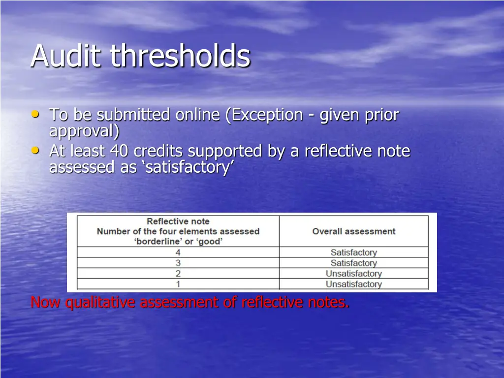 audit thresholds 1