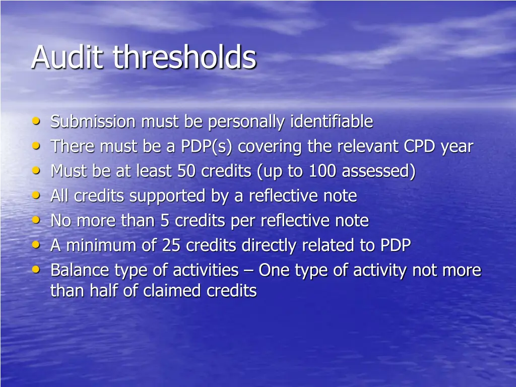 audit thresholds