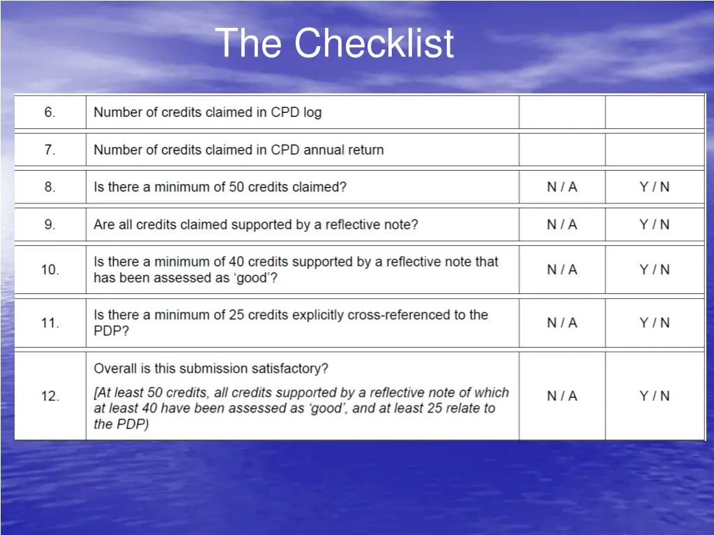 the checklist