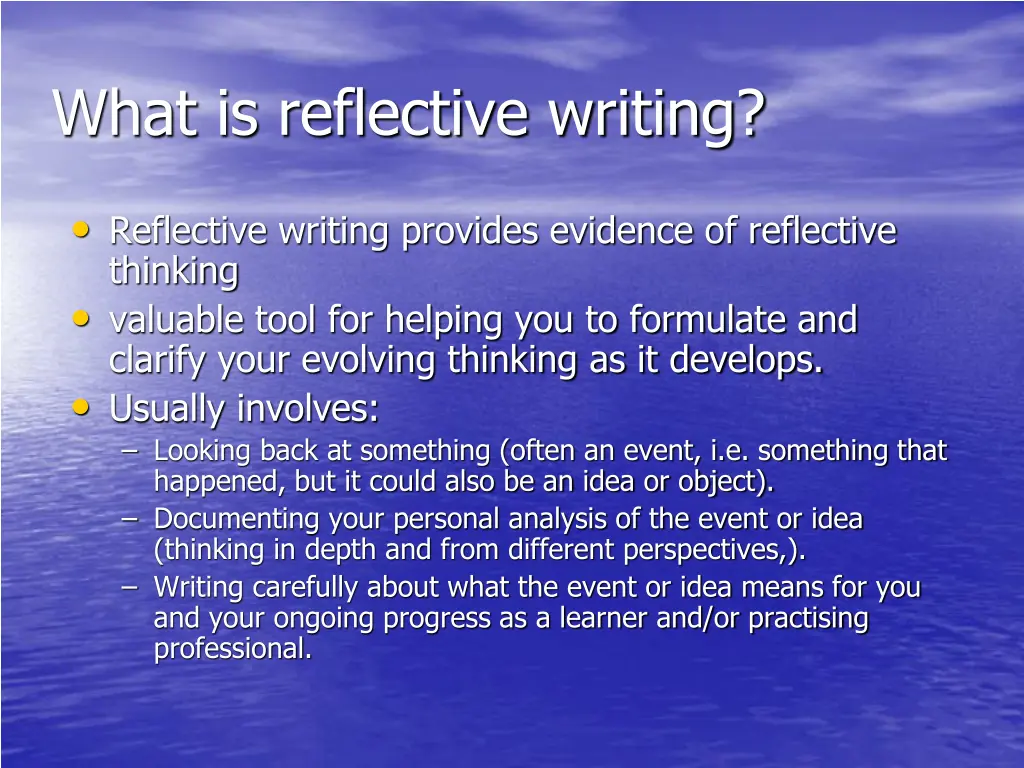 what is reflective writing